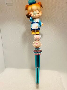 Blue Decorative Character Nanci Bead Pen - Cute Novelty Writing Pen